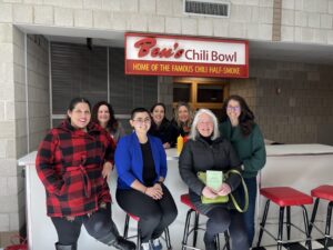 LINC Staff at the Ben’s Chili Bowl replica during the Travelling While Black virtual reality experience at Zoellner Arts Center. 